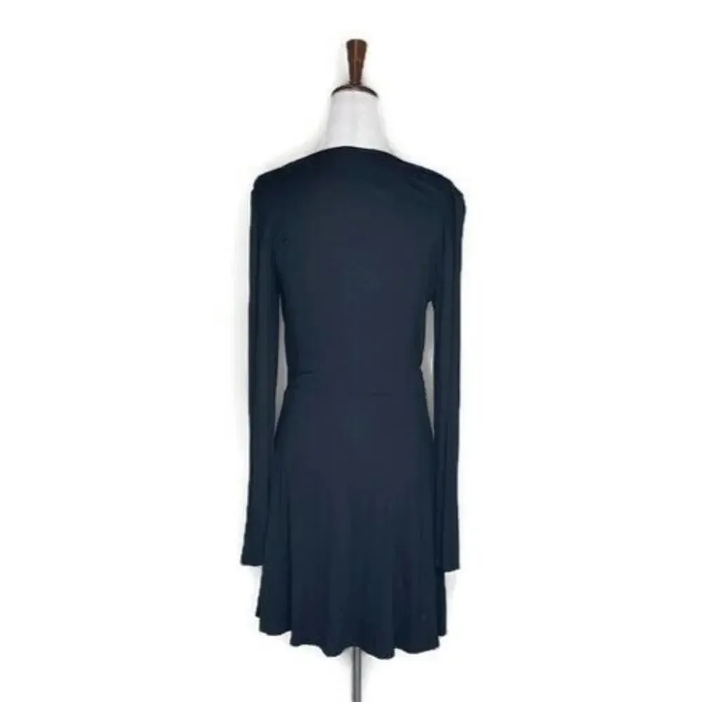 Free People Beach Vance Faux Wrap Keyhole Mini Dress Long Sleeve Knit Stretch M - Picture 4 of 6